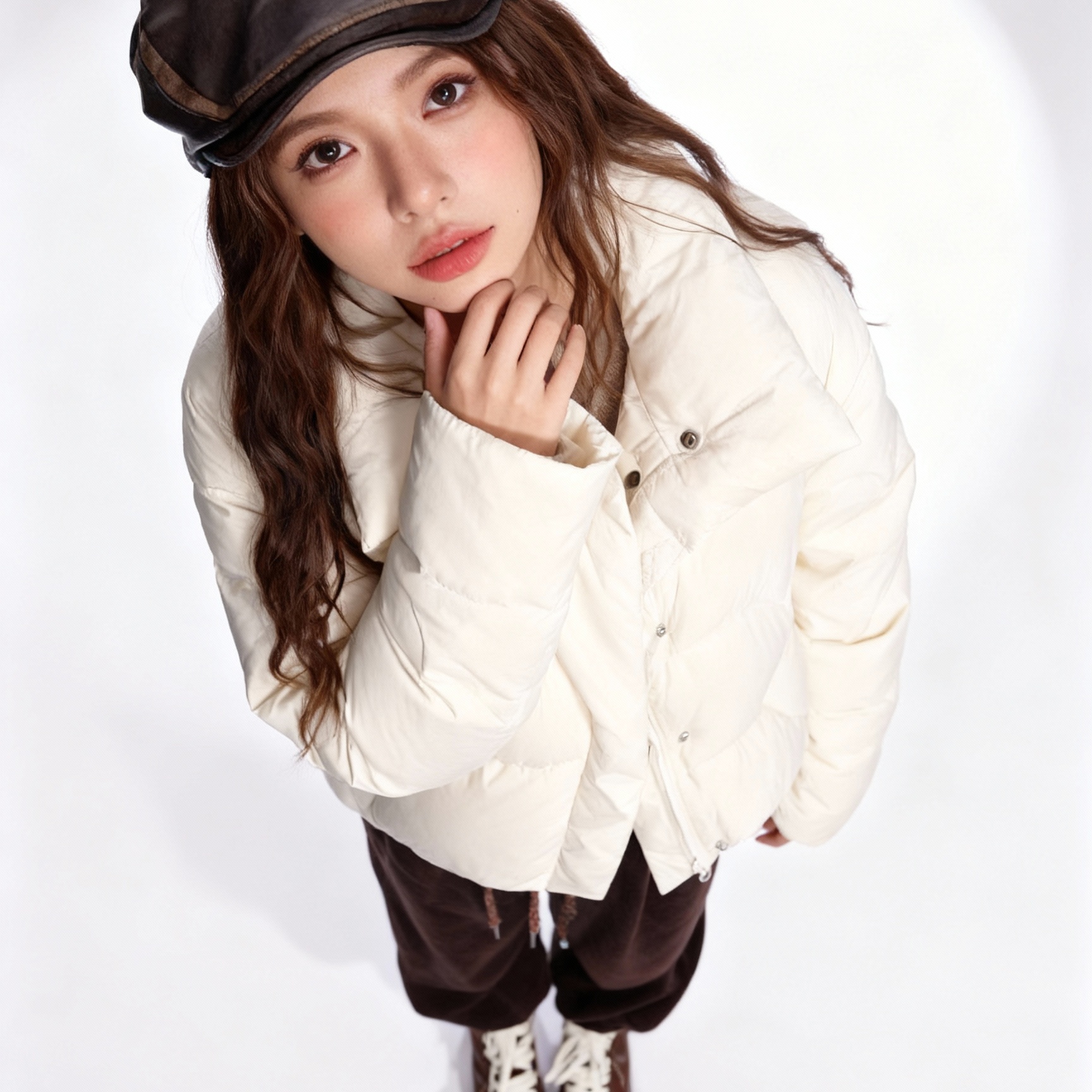 W 慵懒风高智羽绒服带包包秋冬质感都市栗人穿搭实穿主义外套女