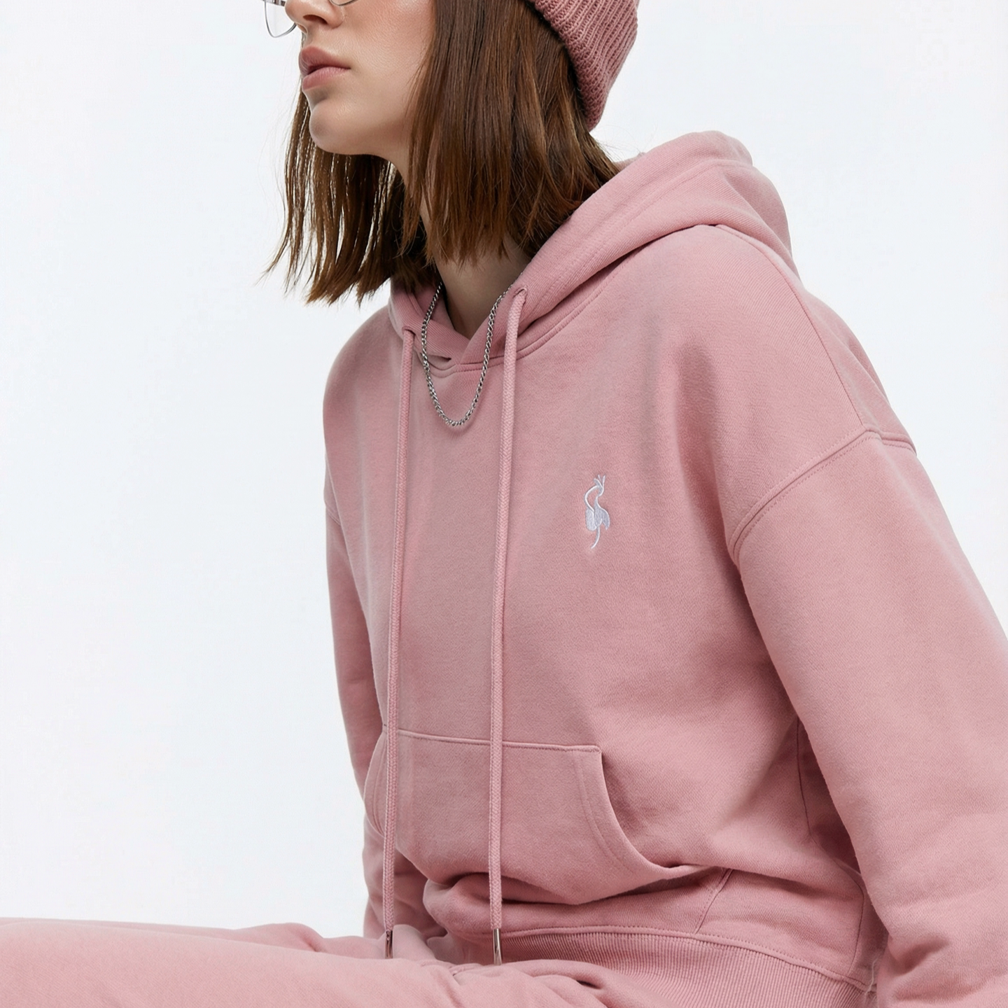 BW 加绒加厚连帽运动风套装卫衣长裤两件套女舒适极简主义穿搭