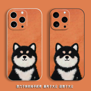 铁包金柴犬手机壳可爱油画风适用苹果17promax小米透明16硅胶软壳红米vivo荣耀oppo华为pura70保护套卡通小狗