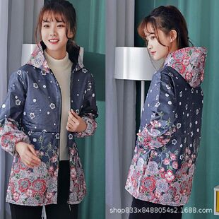 女士工作服大褂厨房干活外套加绒防水防油罩衣秋冬款有袖围裙迷彩