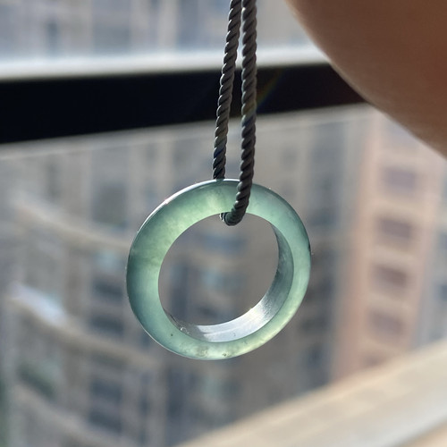 天然危地马拉翡翠冰种飘花翡翠圆环吊坠戒指指环11号圈口算盘珠