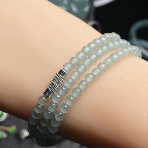 危地马拉翡翠蓝水手串项链冰种翡翠手链（私拍无效）