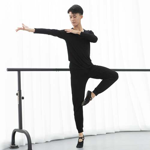 舞蹈服装男子美术考试舞蹈练习服装套装修身Look黑色上衣中国舞现
