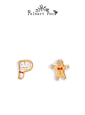 Palnart poc小众设计感独特夸张圣诞节秋冬饼干姜饼人耳钉耳环
