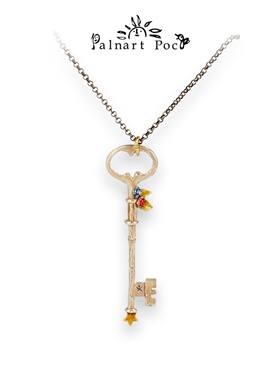 Palnart poc原创小众设计夸张森系秋冬花朵复古大钥匙项链毛衣链