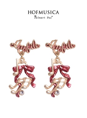Palnart poc子品牌HOFMUSICA柔和演奏耳环Amabile音符丝带可爱