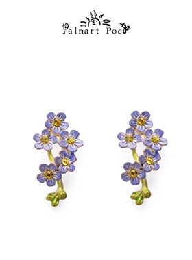 Palnart poc勿忘我花朵蓝色高级感气质名媛礼物秋冬温柔耳环耳夹