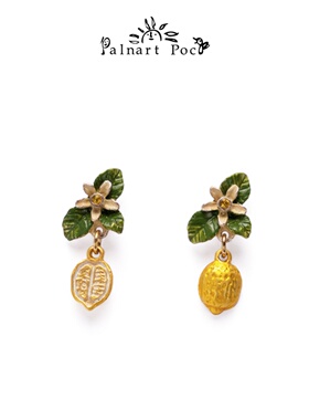 Palnart poc柠檬花朵今年新款独特气质黄色耳环小众设计感高级感