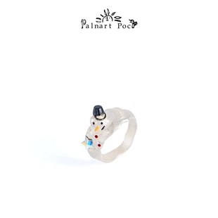 Palnart poc原创日系可爱软妹卡通小众设计圣诞礼物冬天雪人戒指