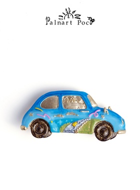 Palnart poc原创手作休闲度假蓝色夸张大汽车胸针设计感小众可爱