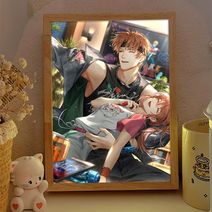 夏鸣星周边镜子灯光画动漫光与夜之恋发光礼物摆画卧室音响小夜灯