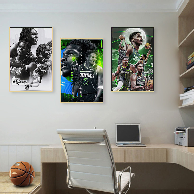NBA篮球明星爱德华兹周边海报挂画男生卧室客厅沙发背景墙挂画