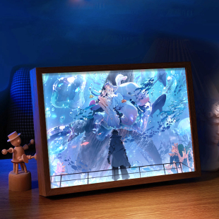 白夜极光游戏周边镜子灯光画动漫发光礼物画送朋友卧室音响小夜灯