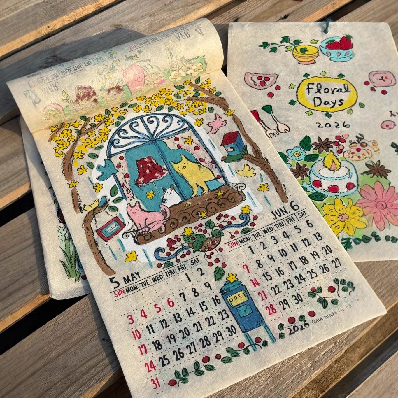 2026年新款高颜值尼泊尔手工日历创意手绘插画挂历装饰摆件送礼物,居家日用,台历,淘宝优惠券,粉丝福利购,淘宝优惠卷