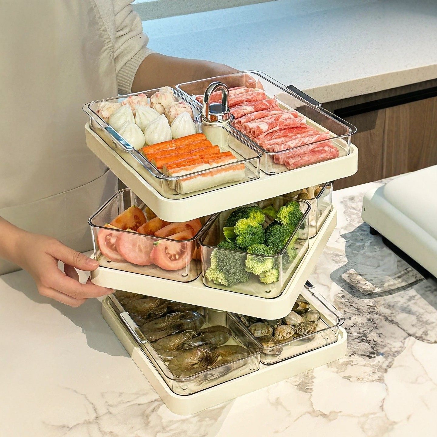 透明保鲜盒多层分类配菜家用厨房火锅食材收纳分格多功能备菜神器,厨房/烹饪用具,配菜/备菜盘,淘宝优惠券,粉丝福利购,淘宝优惠卷