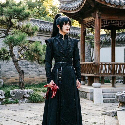 墨燃cos服 黑水 顾昀万用黑色劲装cosplay服二哈和他的白猫师尊