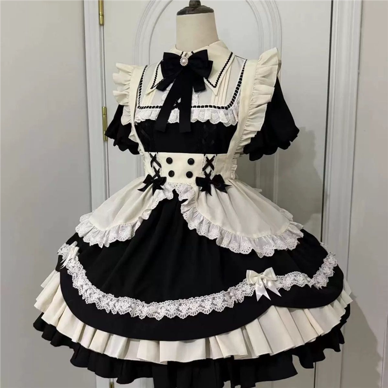新品洋装 满分女仆COS服女仆装可拆卸袖系洛丽塔演出服网红直播服