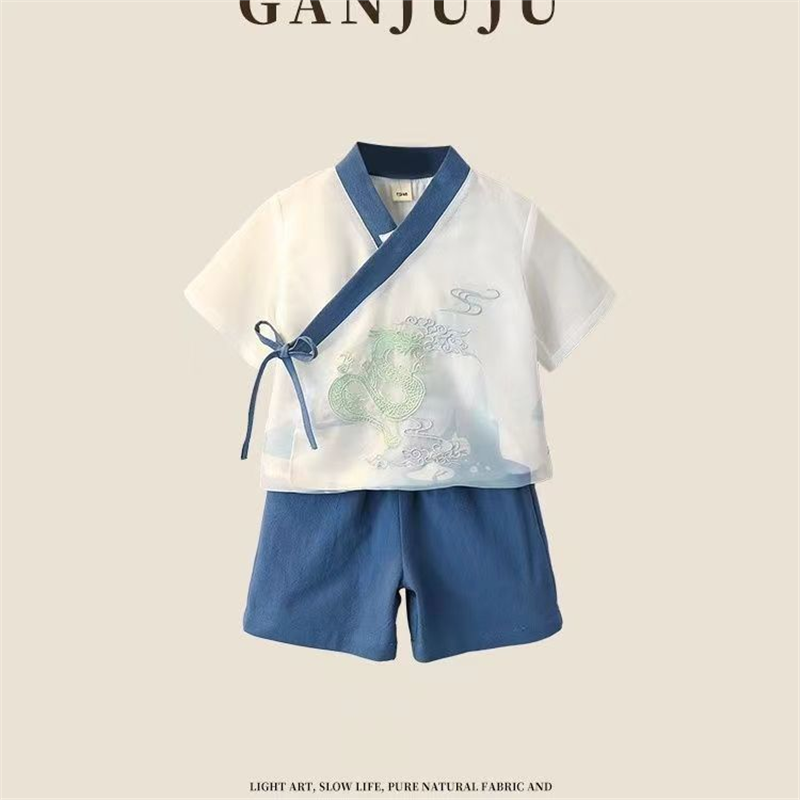 汉服少爷中国风夏季短袖儿童薄款唐装汉服夏天古装礼服男童汉服