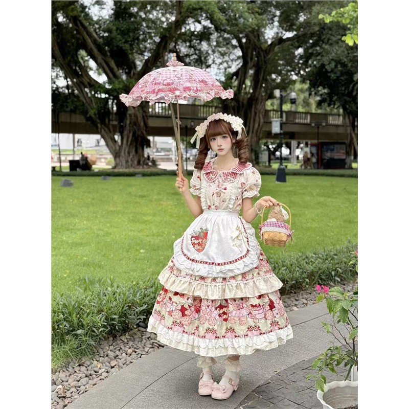 羊羊羊原创设计【熊熊草莓颂】甜美可爱Lolita洛丽塔田园风公主裙