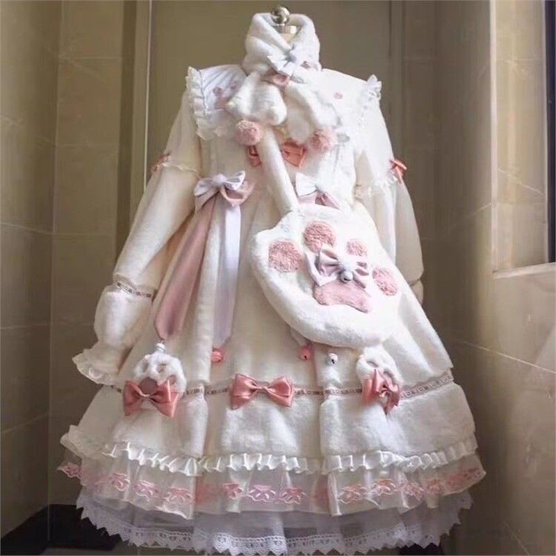 正品小奶毛绒OP秋冬冬款Lolita长袖加厚洛丽塔连衣裙可爱