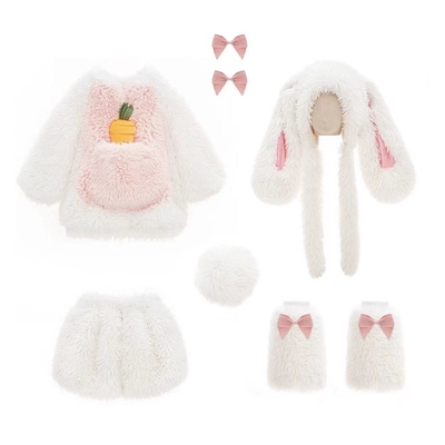 女童可爱毛绒兔子套装