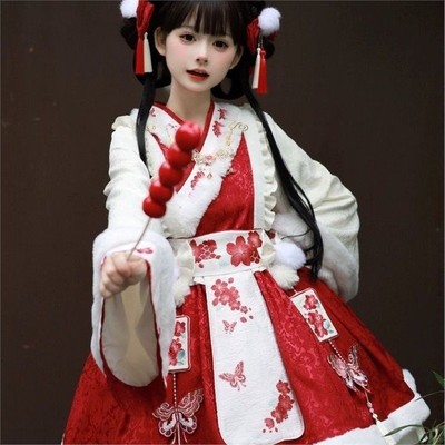 龙年新年粉色中华风lolita裙