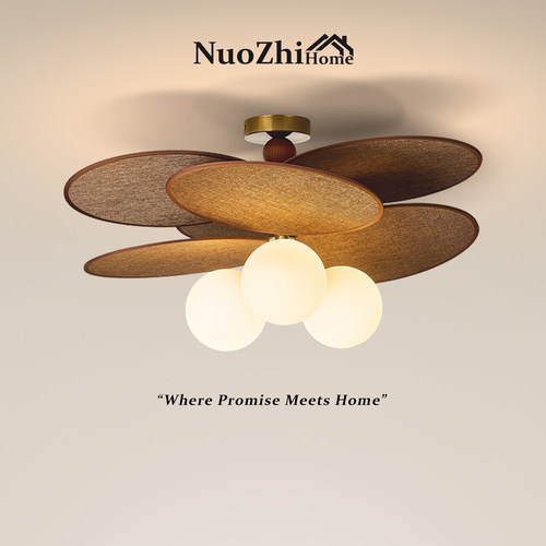 中古风卧室灯法式吊灯藤编