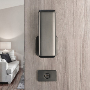 直推门锁静音室内卧室房门房间木门锁子办公酒店双开灰黑色门把手