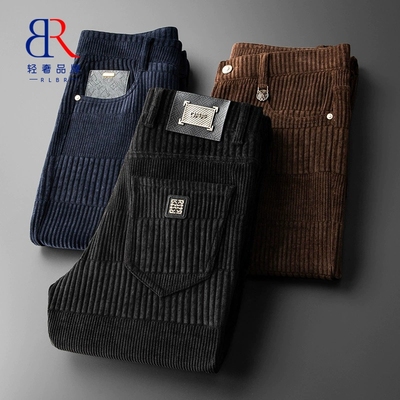 RLBR新款纯棉灯芯绒裤子男秋冬长裤百搭垂感条绒直筒休闲加绒加厚
