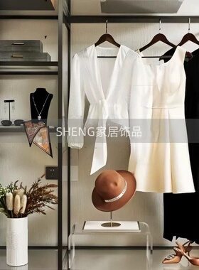 简约现代样板房卧室衣帽间衣柜整体组合饰品衣服首饰鞋帽道具摆件