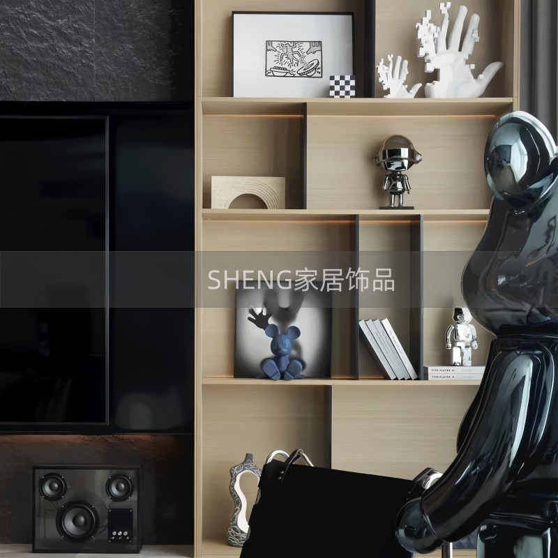 现代样板间儿童房潮玩主题摆件男孩房柜内创意装饰画几何软装饰品图片