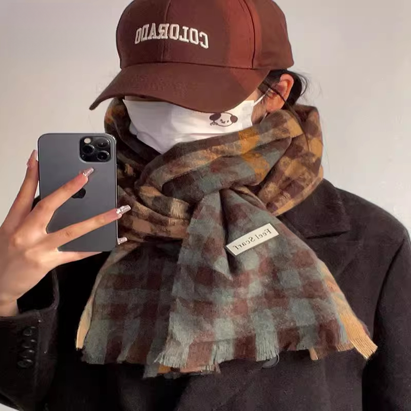 百搭气质保暖千鸟格学生围巾