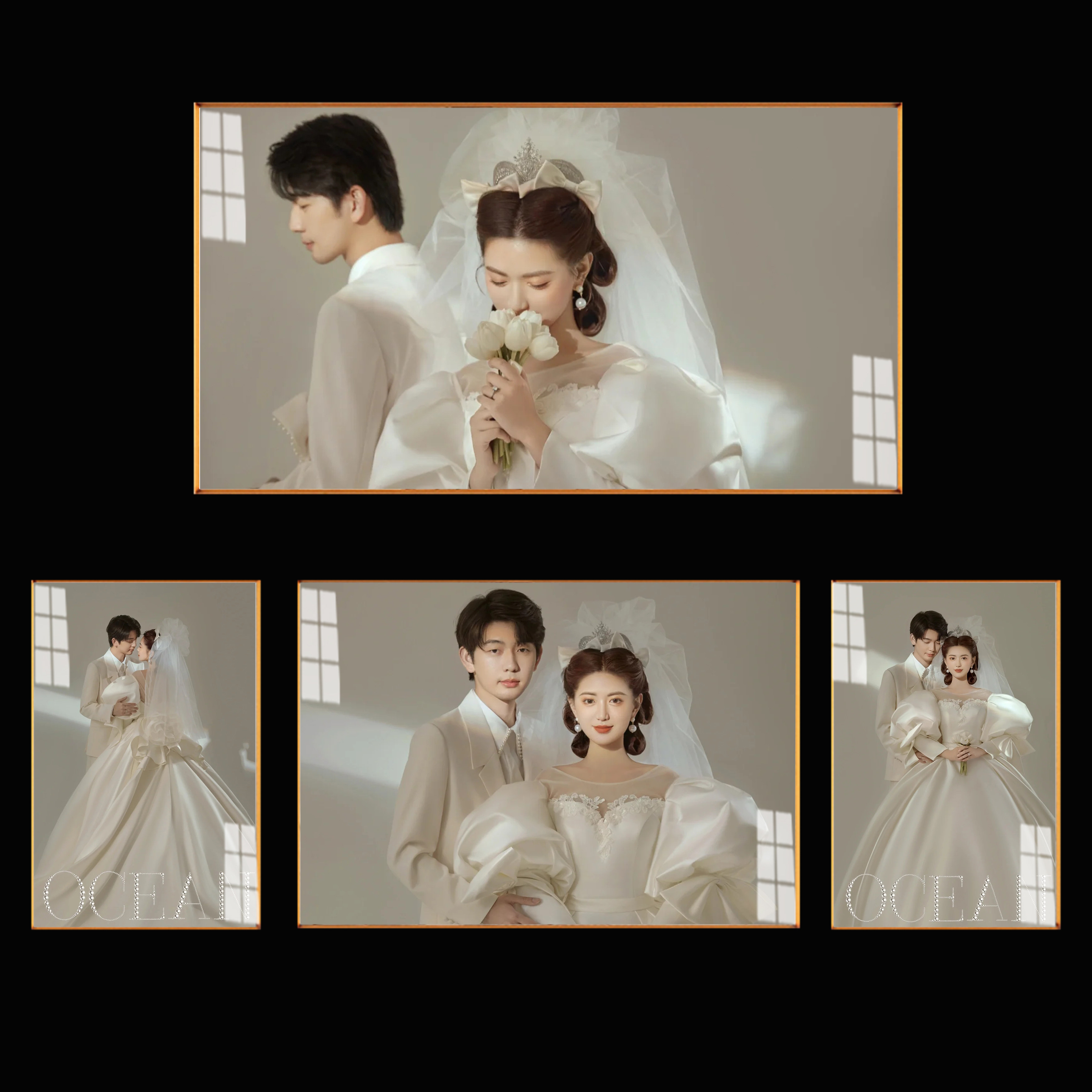 婚纱照放大挂墙床头相框定制影楼结婚照片制作全家福儿童48寸简约