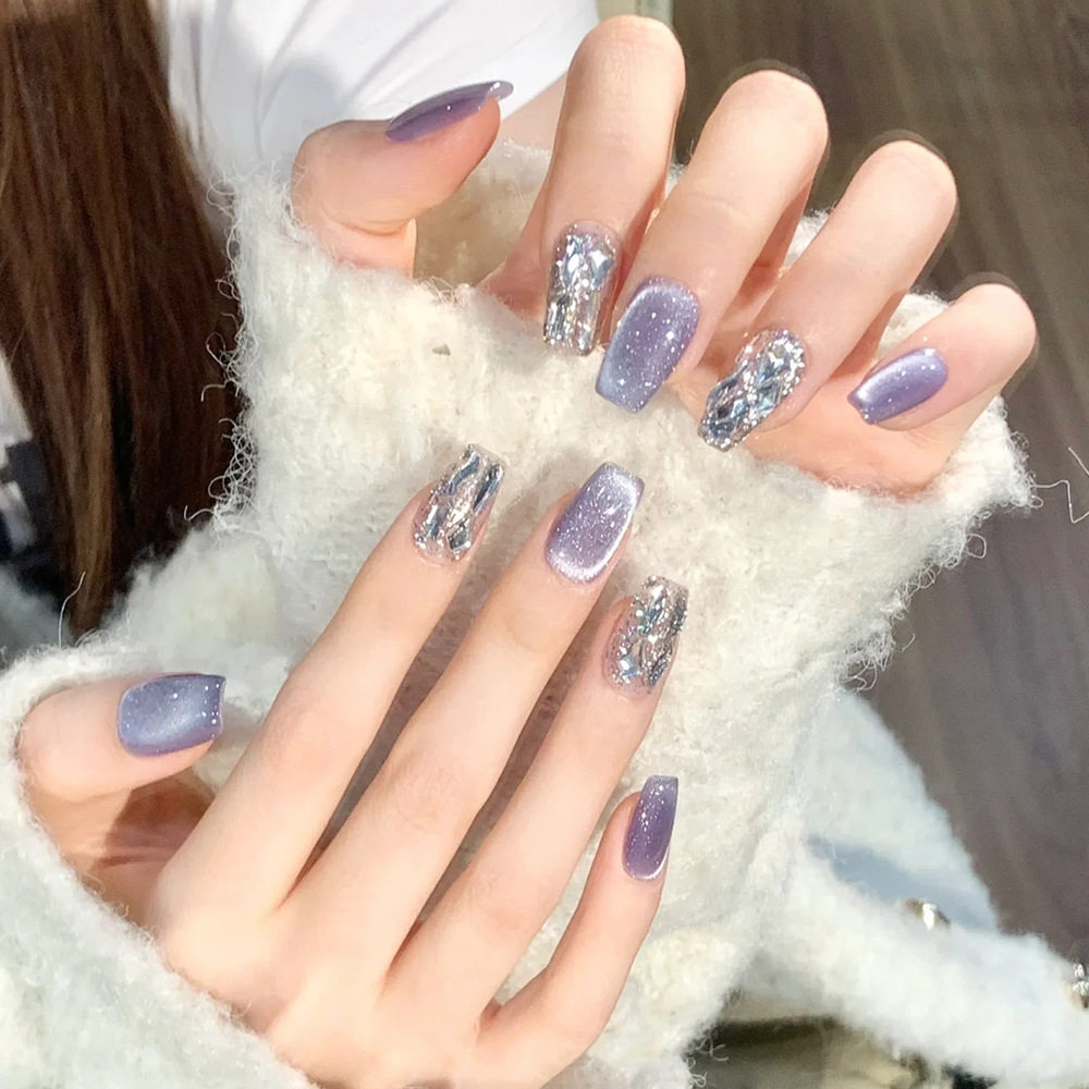 媚紫星辰手工穿戴甲2026新款儿童指甲贴女孩手绘紫短款美甲片轻奢高级感显白假指甲贴片爆闪轻奢高级感贴纸,文具电教/文化用品/商务用品,贴纸/立体贴纸,淘宝优惠券,粉丝福利购,淘宝优惠卷