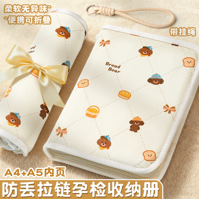 孕妇产检收纳册孕检产检资料b超报告检查单证件收纳a4马宝宝孕期档案怀孕记录册a5孕妈医院产检收纳袋高颜值