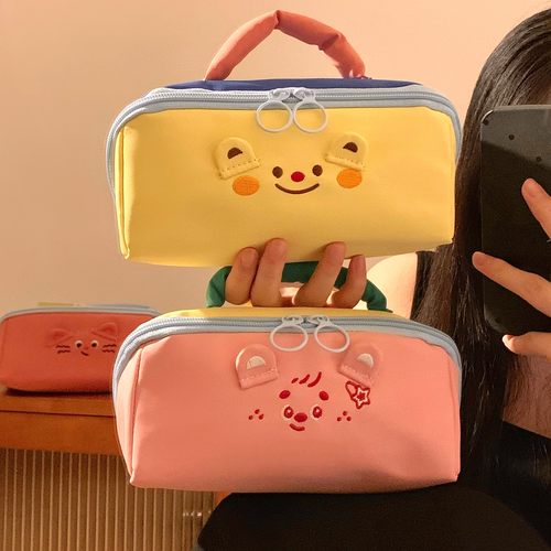 可爱卡通拼色笔袋高颜值ins风