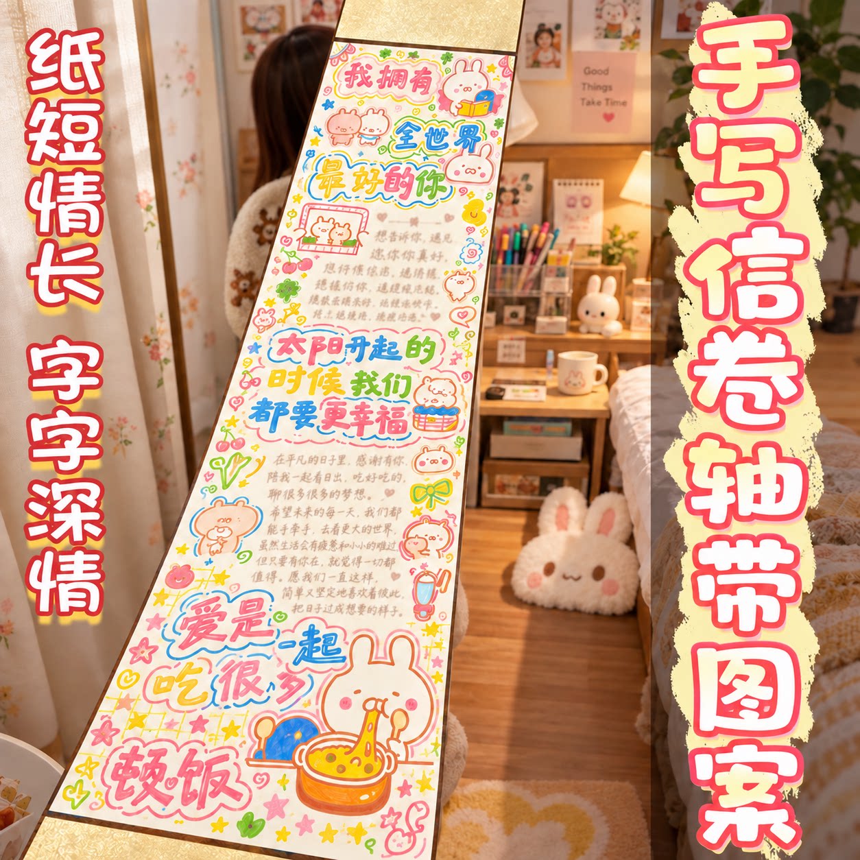 超长卷轴手写信半成品七夕情书diy材料包一米信纸加厚毕业季送老师同学闺蜜男友女友生日表白礼物手绘品惊喜