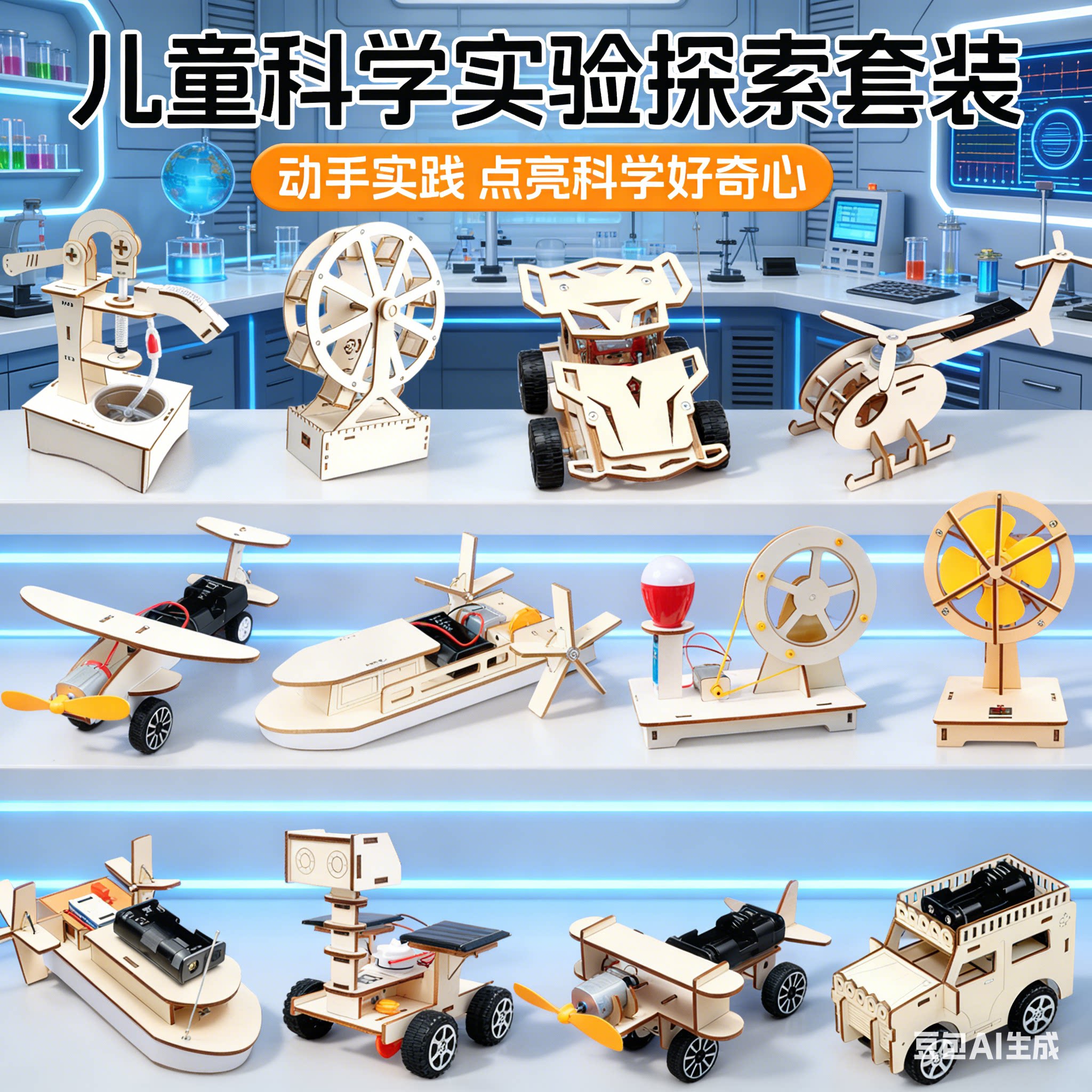 儿童科学实验套装木制手工制作益智玩具亲子早教科学启蒙科教模型