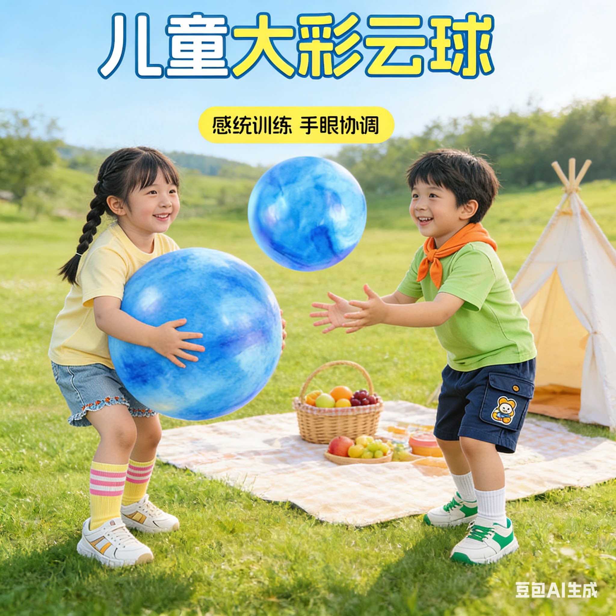 PVC拍拍球儿童网红大气球云彩球大号幼儿园宝宝弹力彩虹球游戏球