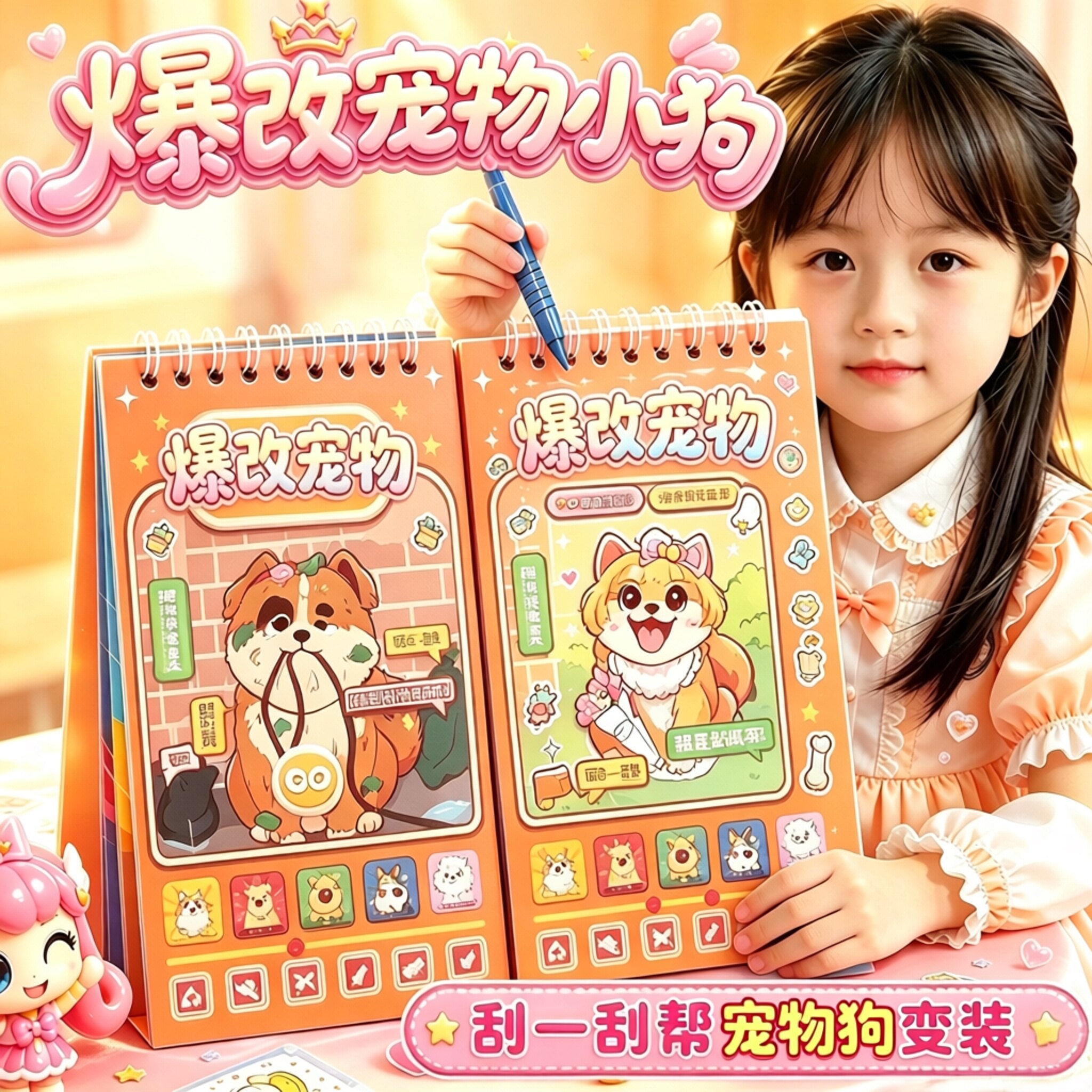 爆改咕咕嘎嘎刮画本儿童手工diy安静书新款女孩创意换装贴纸玩具6图片