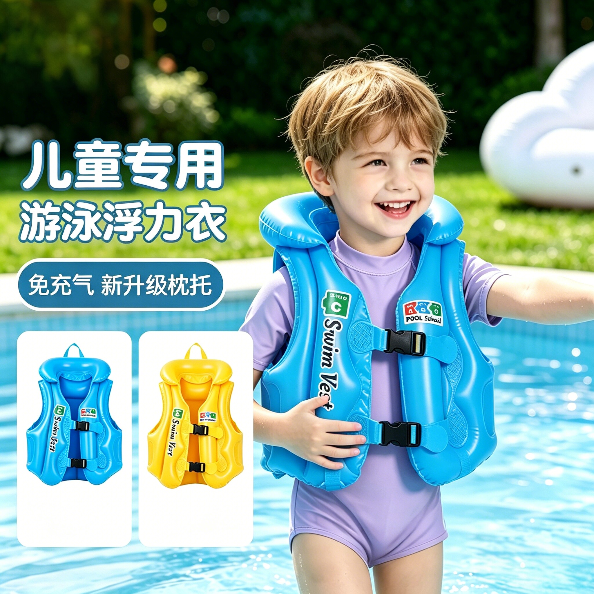 儿童游泳浮力衣救生衣男女童宝宝小孩加厚救生圈游泳装备浮力背心