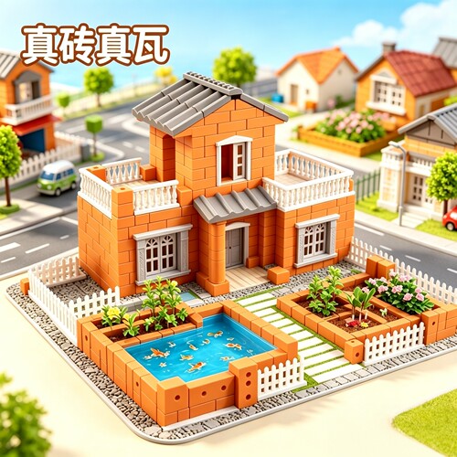 盖房子砌墙儿童玩具diy手工屋小小泥瓦匠搭建水泥砌砖头筑房迷你3