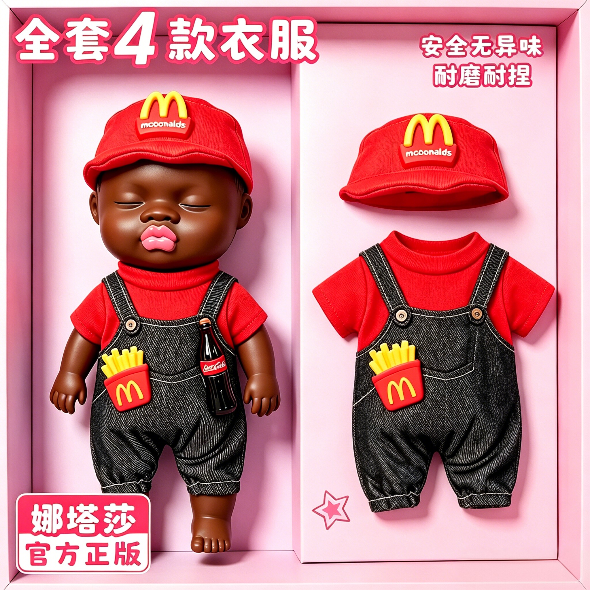 娜塔莎黑娃娃衣服大号正版解压玩具手办捏捏乐娃衣丑黑人公仔玩偶图片