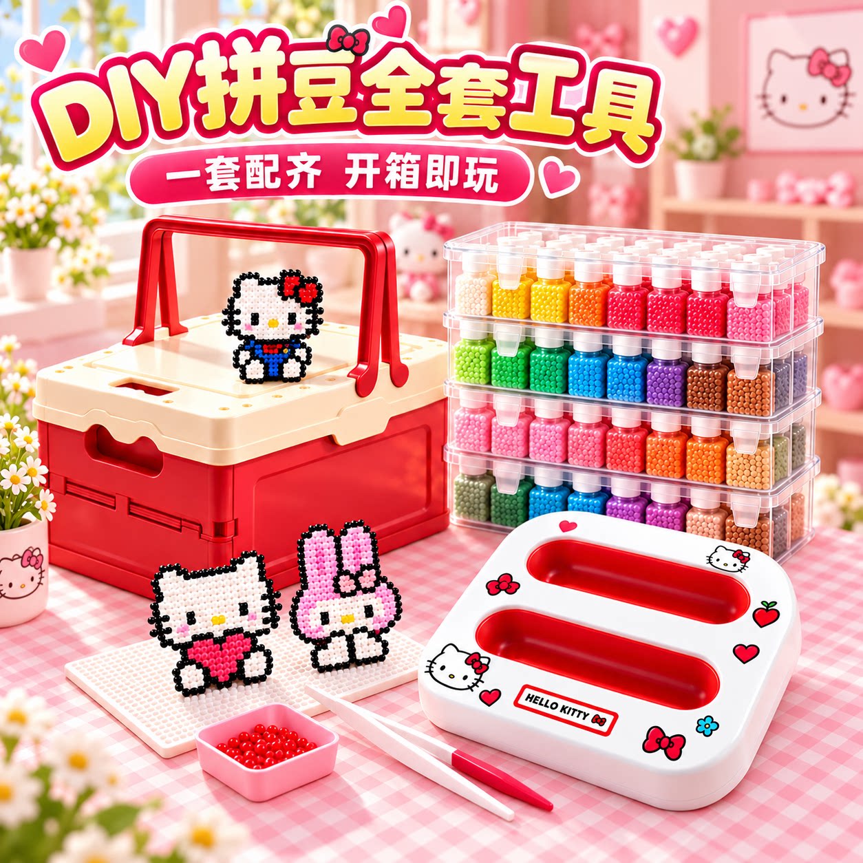 拼豆豆套装全套工具套装手工diy材料包3c认证正版带熨斗装备大全图片