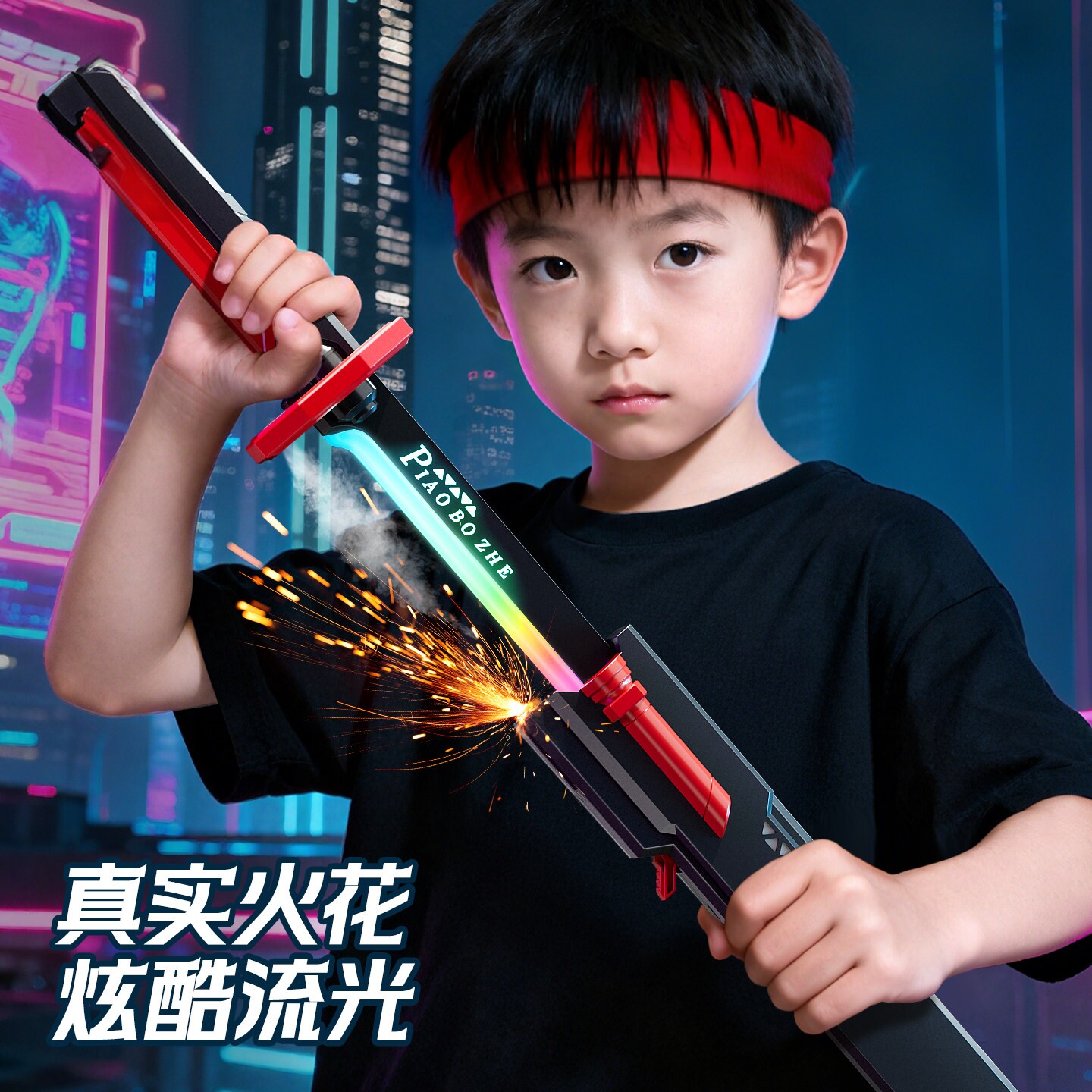 新款拔刀发光火花光剑儿童玩具男孩子宝剑火焰刀网红爆款生日礼物