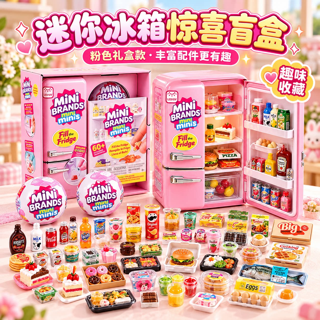 迷你冰箱玩具正版盲盒套装儿童益智仿真微缩食玩女孩过家家小礼物