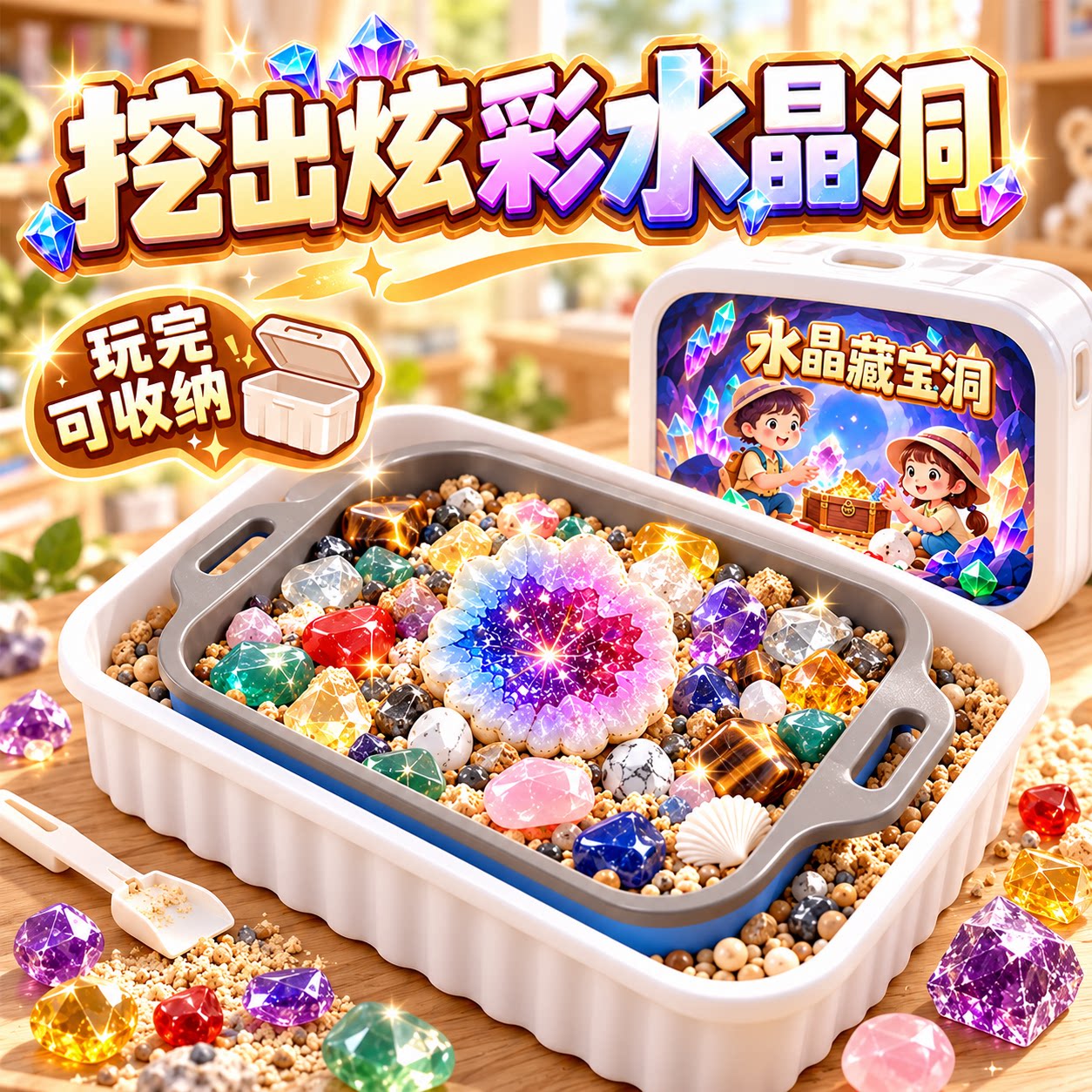 儿童淘金沙寻宝大冒险水晶藏宝洞考古挖宝盲盒游戏玩具男女孩手工