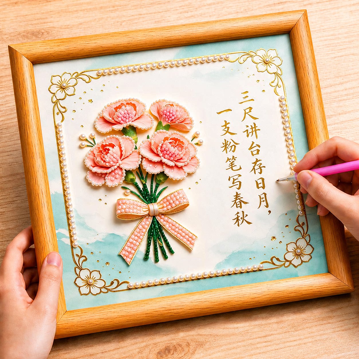 珍珠画教师节礼物送女老师2026新款手工diy贺卡钻石贴画儿童自制图片
