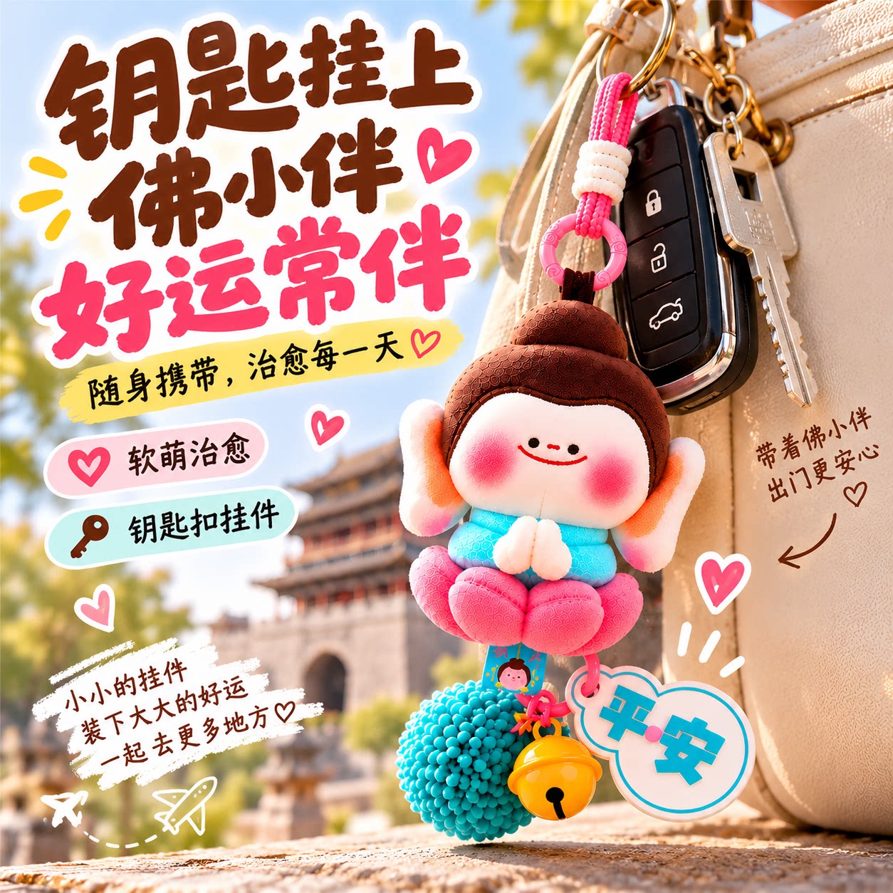 大同文创佛小伴正版山西云冈石窟莲花小佛纪念品门店同款平安挂件