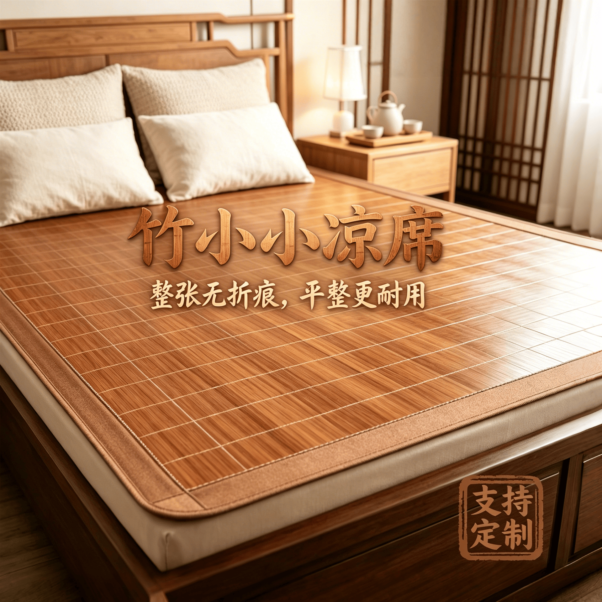 夏天竹席1.1米双面1.5草席1.3席子1.8宽直筒1.7定制凉席2米长定做